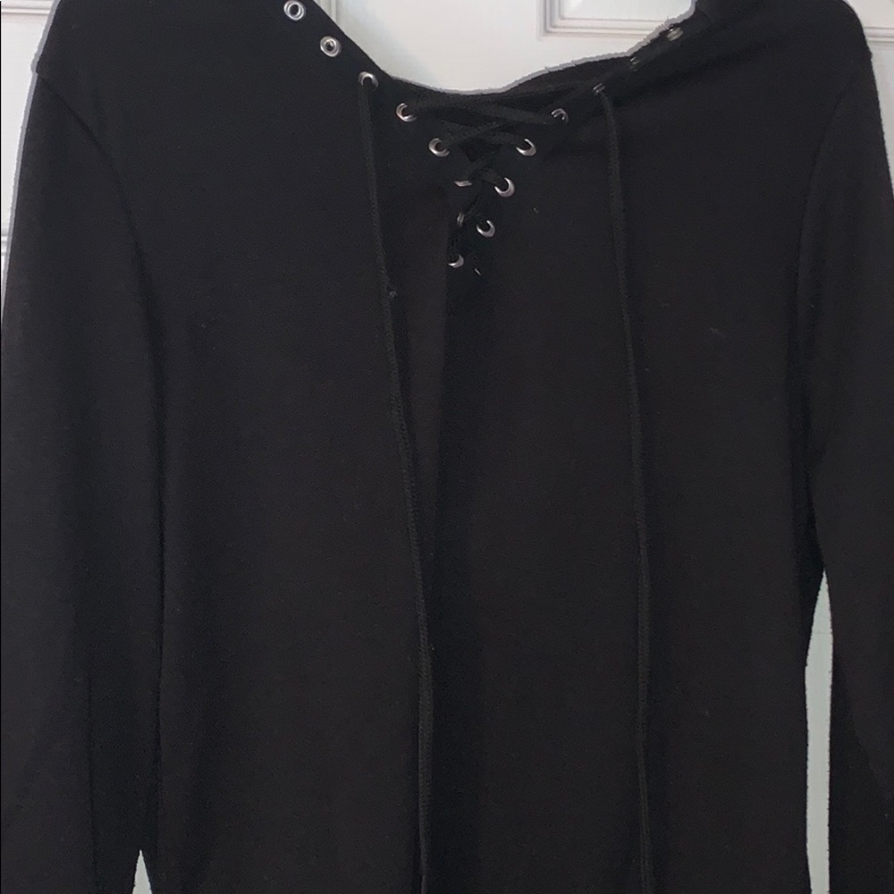 black lace up hoodie